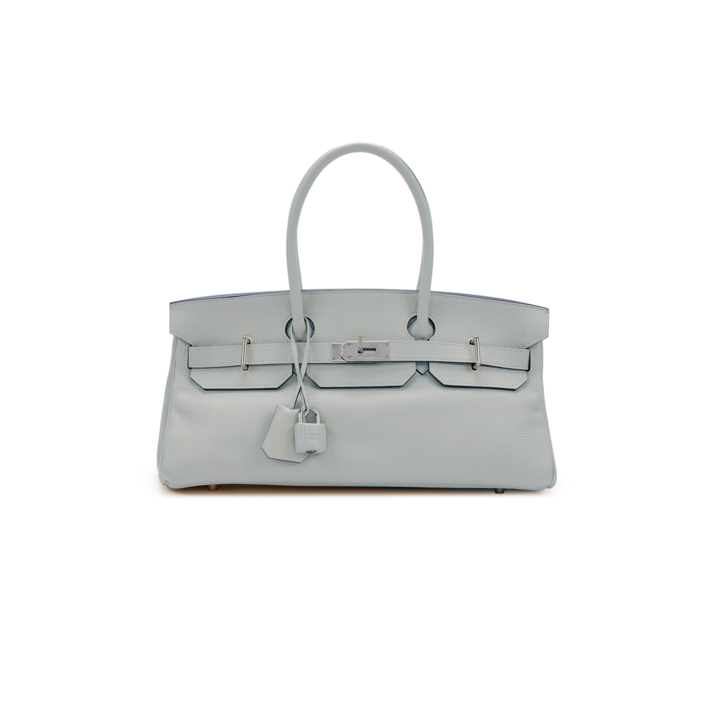 HERMES MASTER SHOULDER BIRKIN 42 PEARL GREY SILVER BUCKLE BAG 78603232 (42*21*16cm)